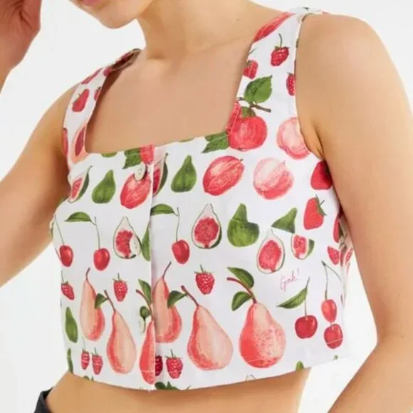 Lisa Says Gah UO Exclusive Rosa Button-Down Cropped Tank Top - Picture 1 of 4